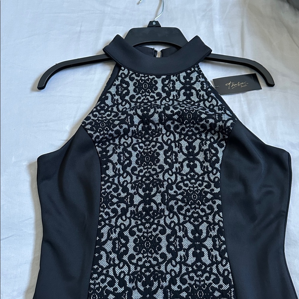 Thalia Sodi Black and Gray Lace Midi Dress